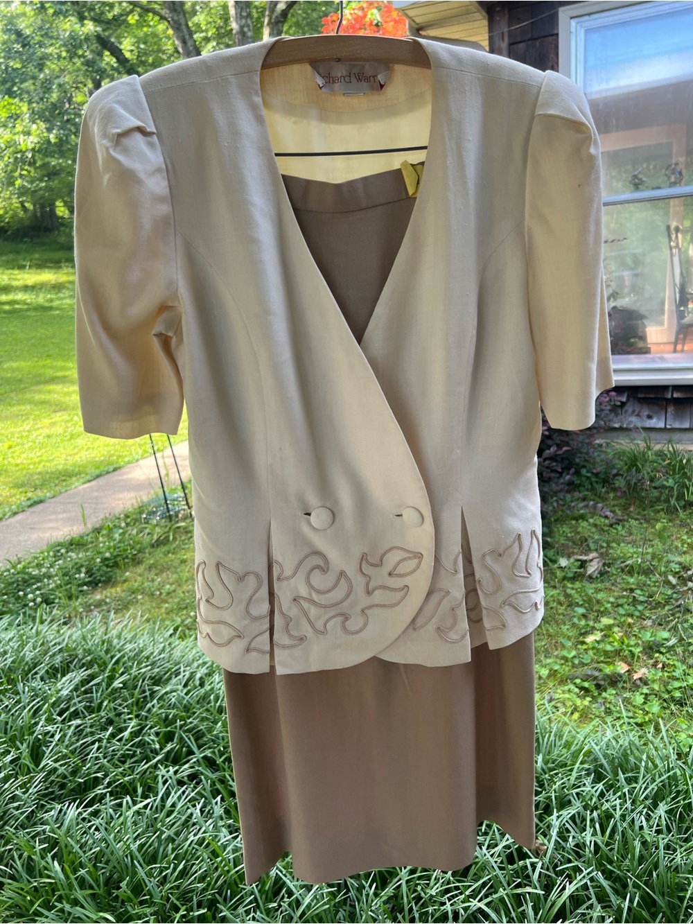 Richard Warren Two-Piece Dress Set in Beige and Taupe